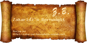 Zakariás Bernadett névjegykártya